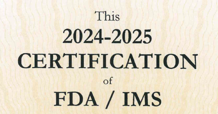 FDA IMS Certificate